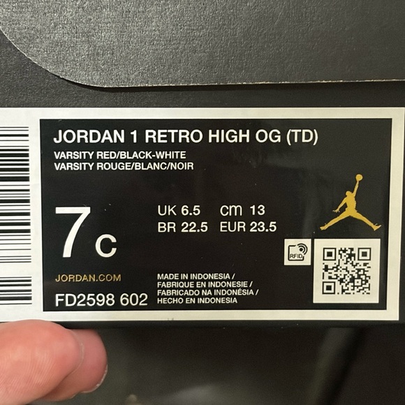 Air Jordan 1 Retro High OG “Ruby Red” size 7c - Picture 7 of 7